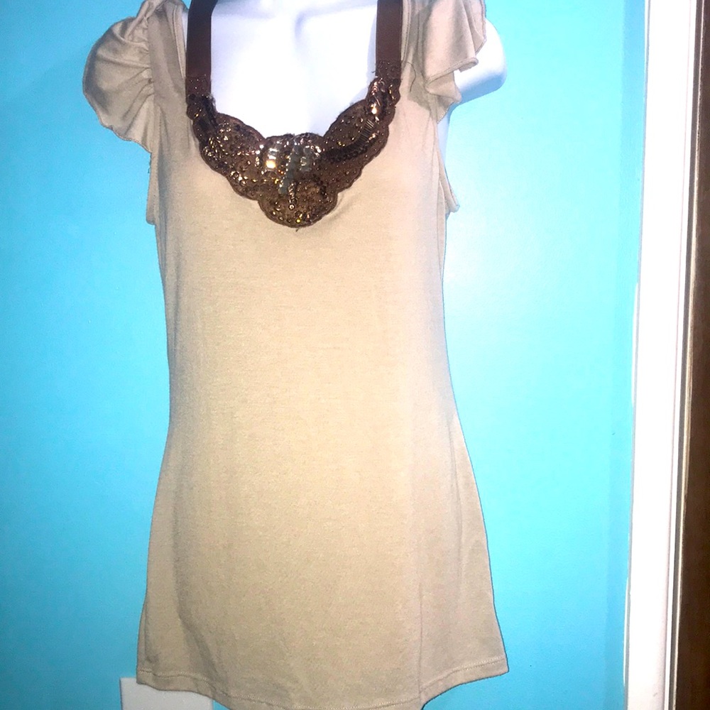 Beautiful embellished short sleeve shirt